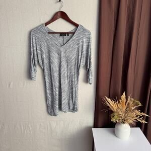 Apt. 9 Blouse Size M Gray Abstract Stripe Kimono Sleeve Lightweight Top